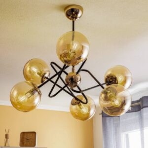 Svítidlo Alfa zlatá/černá Kov/sklo