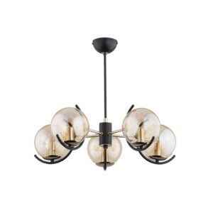 Svítidlo Alfa černá/zlatá-transparentní kov/sklo