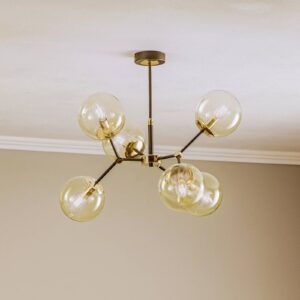 Svítidlo Alfa černá/zlatá-transparentní kov/sklo