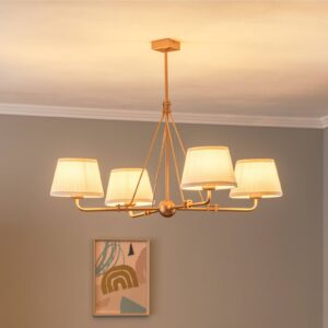 Svítidlo Argon starožitná zlatá/bílá ocel/textil