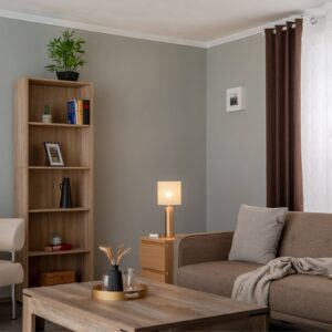 Argon Stolní lampa Romina lněné stínidlo, základna zlatá, Obývací pokoj / jídelna, textil, ocel, E27, 15W, K: 48cm