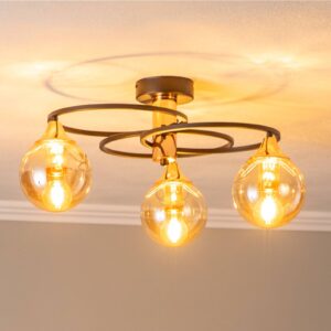 Svítidlo Avonni černá/měď/medově tónovaná železo/sklo