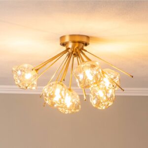 Svítidlo Avonni antická zlatá/medově tónovaná železo/sklo