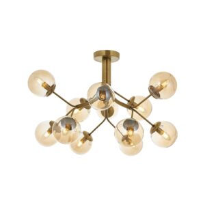 Svítidlo Avonni antická zlatá/medově tónovaná železo/sklo