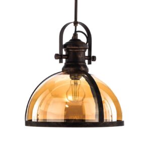 Svítidlo Avonni černá/měď/medově tónovaná železo/sklo