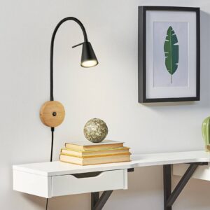 Svítidlo Briloner černá/světlé dřevo kov/dřevo