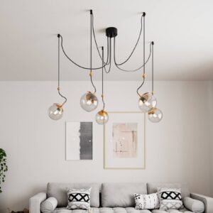 Svítidlo By Rydéns kouřově šedá-transparentní/mosaz/černá sklo/kov