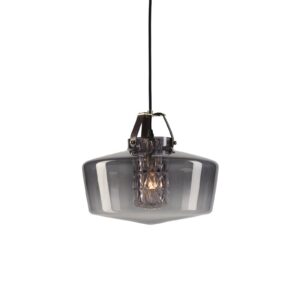 Svítidlo DESIGN BY US kouřově šedá/mosazná/hnědá Sklo/železo/kůže