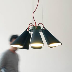 Svítidlo Domus černá/červená ocel/kov/textil