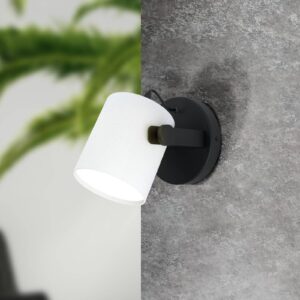 Svítidlo EGLO černá/bílá ocel/dřevo/textil