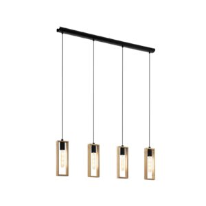 Svítidlo EGLO černá/hnědá ocel/dřevo