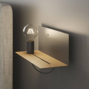 Svítidlo Eco-Light černá/světlé dřevo Hliník