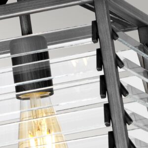 Svítidlo Elstead stříbrná/kartáčovaná černá/čirá červený kov/sklo