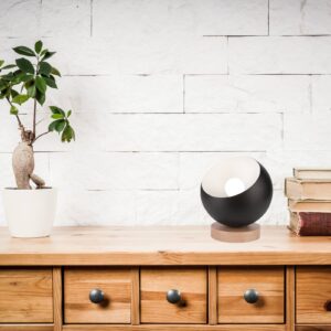 Svítidlo Envostar černá/světlé dřevo Ocel/dubové dřevo