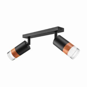 Svítidlo Envostar černá/tmavé dřevo/čirá železo/dřevo