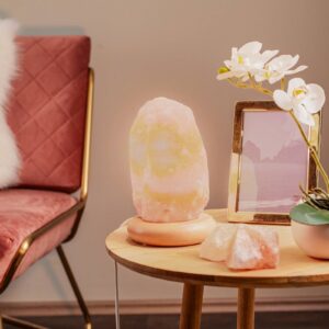 Svítidlo Envostar červenavě průsvitný/světlé dřevo Solný kámen/bukové dřevo