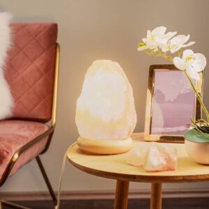 Svítidlo Envostar červenavě průsvitný/světlé dřevo Solný kámen/bukové dřevo