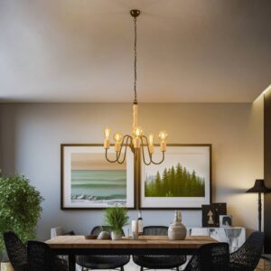 Svítidlo Envostar černá/světlé dřevo železo/dřevo