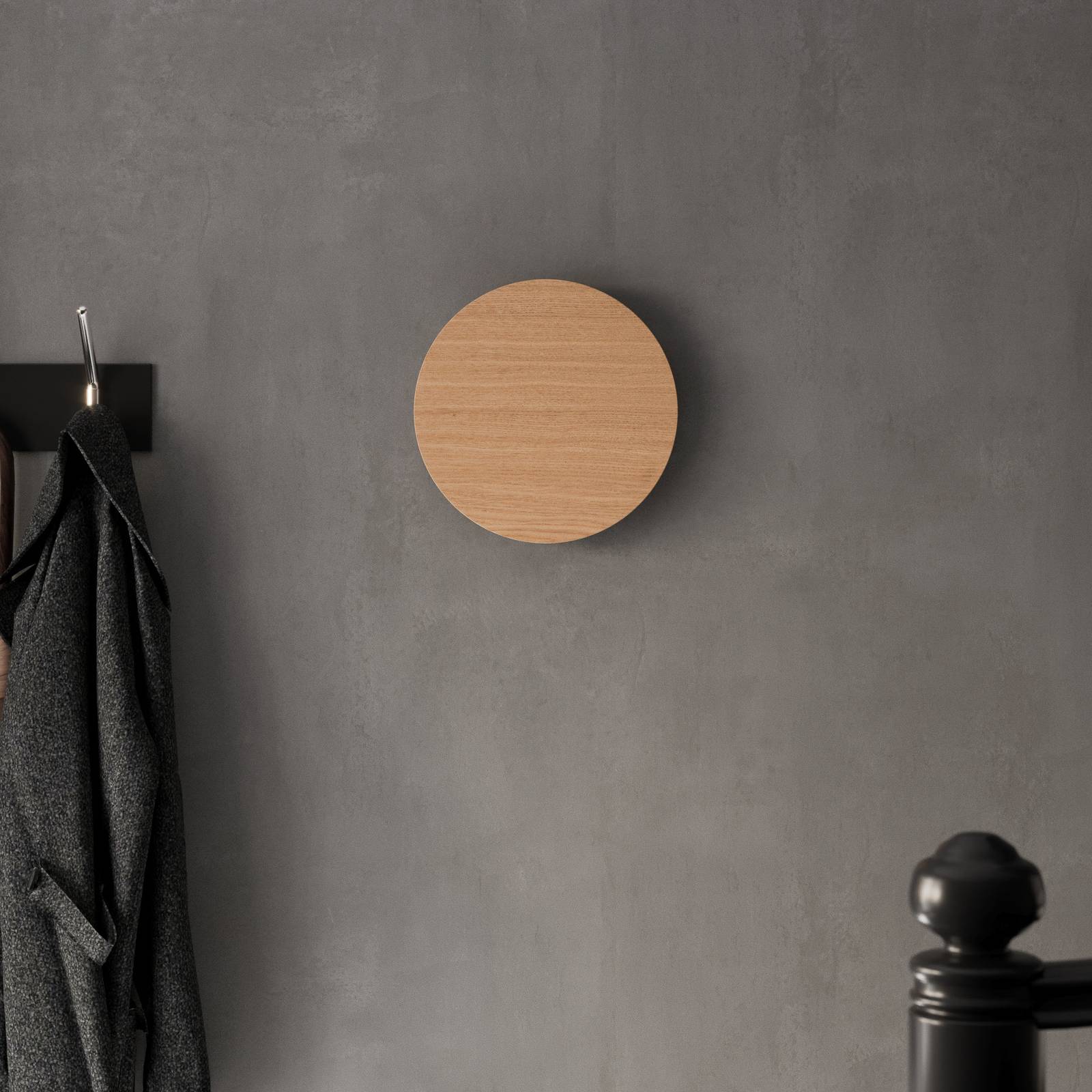 Envostar Luna Wood nástěnné světlo, dřevo, Ø30cm, Obývací pokoj / jídelna, kov, dubová dýha, G9, 60W - Image 3