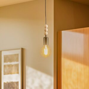 Svítidlo Envostar černá/světlé dřevo železo/dřevo