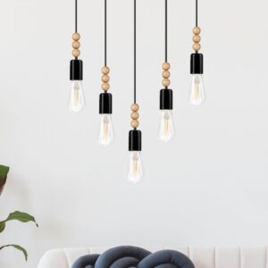 Svítidlo Envostar černá/světlé dřevo železo/dřevo