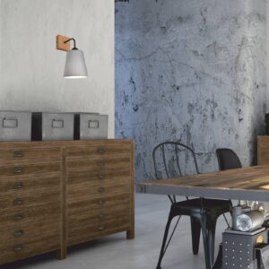 Svítidlo Envostar šedá/světlé dřevo/černá Textil/dubové dřevo/ocel