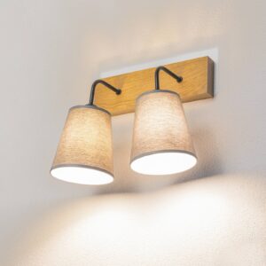 Svítidlo Envostar šedá/světlé dřevo/černá Textil/dubové dřevo/ocel