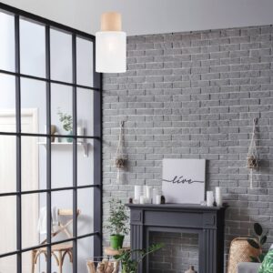 Svítidlo Envostar bílá/světlé dřevo Textil/dubové dřevo