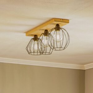 Svítidlo Envostar černá/světlé dřevo kov/borové dřevo mořené