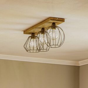 Svítidlo Envostar černá/tmavé dřevo kov/borové dřevo mořené