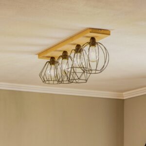 Svítidlo Envostar černá/světlé dřevo kov/borové dřevo mořené