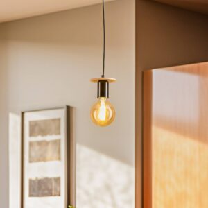 Svítidlo Envostar černá/světlé dřevo železo/dřevo