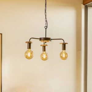 Svítidlo Envostar černá/světlé dřevo železo/dřevo