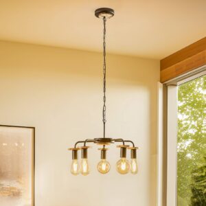 Svítidlo Envostar černá/světlé dřevo železo/dřevo