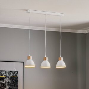 Svítidlo Envostar bílá/světlé dřevo Ocel/bukové dřevo