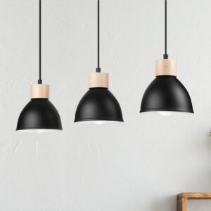 Svítidlo Envostar černá/světlé dřevo Ocel/bukové dřevo