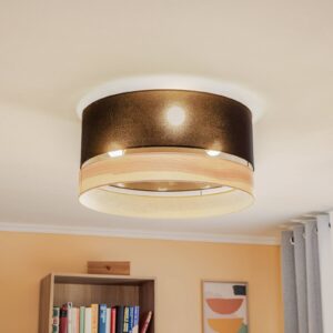 Svítidlo Euluna jasan/černá textil/dýha/fólie/kov