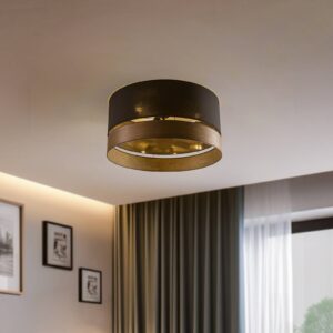 Svítidlo Euluna dub tmavý/černá textil/dýha/fólie/kov