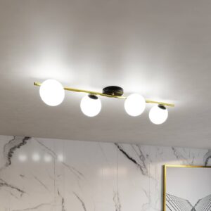 Svítidlo Euluna černý/zlatý/bílý opál Ocel/sklo