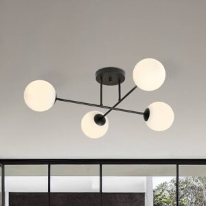 Svítidlo Euluna černý/bílý opál Ocel/sklo