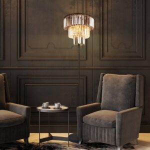 Svítidlo Globo kouřově šedá/čirá/černá matná Skleněné krystaly/kov