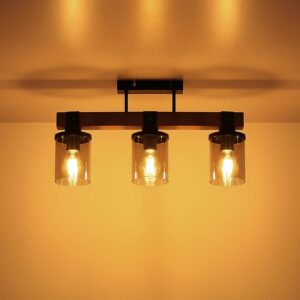 Svítidlo Globo tmavě hnědá/kouřově šedá tónovaná/černá dřevo/sklo/kov