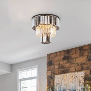 Svítidlo Globo kouřově šedá/čirá Skleněné krystaly/kov