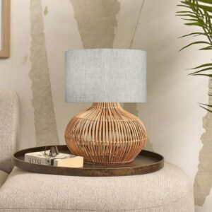 Svítidlo Good & Mojo světlé dřevo/světlé plátno ratan/len