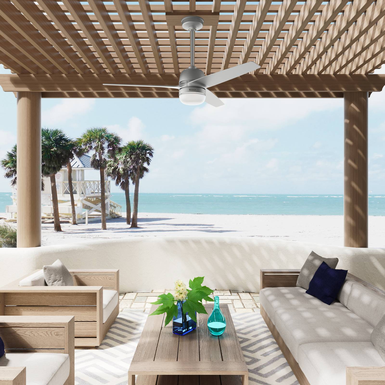 Svítidlo Hunter stříbrná ocel/plast/sklo