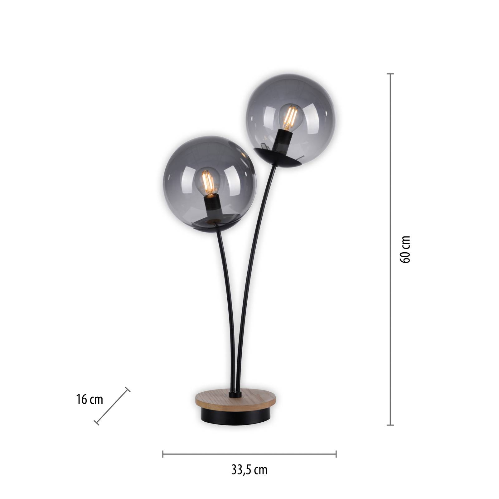 JUST LIGHT. Stolní lampa Green Widow se skleněnými stínidly, Obývací pokoj / jídelna, Železo, dřevo, sklo, E14, 25W, L: 33.5 cm, K: 60cm - Image 3