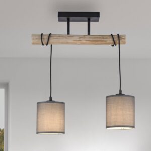 Svítidlo JUST LIGHT. černá/světlé dřevo/šedohnědá Železo/dřevo/papír