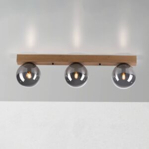 Svítidlo JUST LIGHT. černá/světlé dřevo/kouřově šedé tónování Železo/dřevo/sklo