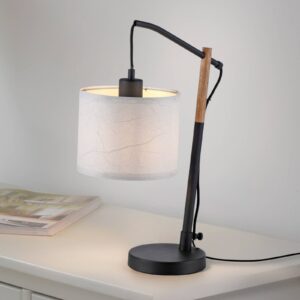 Svítidlo JUST LIGHT. černá/světlé dřevo/bílá Železo/textil/dubové dřevo/papír