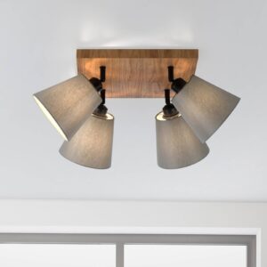 Svítidlo JUST LIGHT. světlé dřevo/černá/šedá Dřevo/železo/plast PE/textil